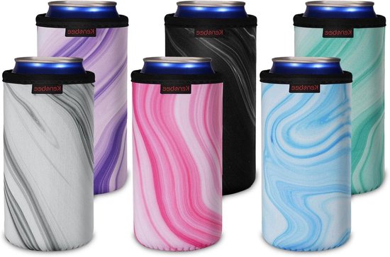 Blikjes Koelhoezen - Isolerende Houders - Dranken Koel Houden - Antislip Neopreen - 6 Stuks 500ml - Marmerpatroon — afbeelding 2