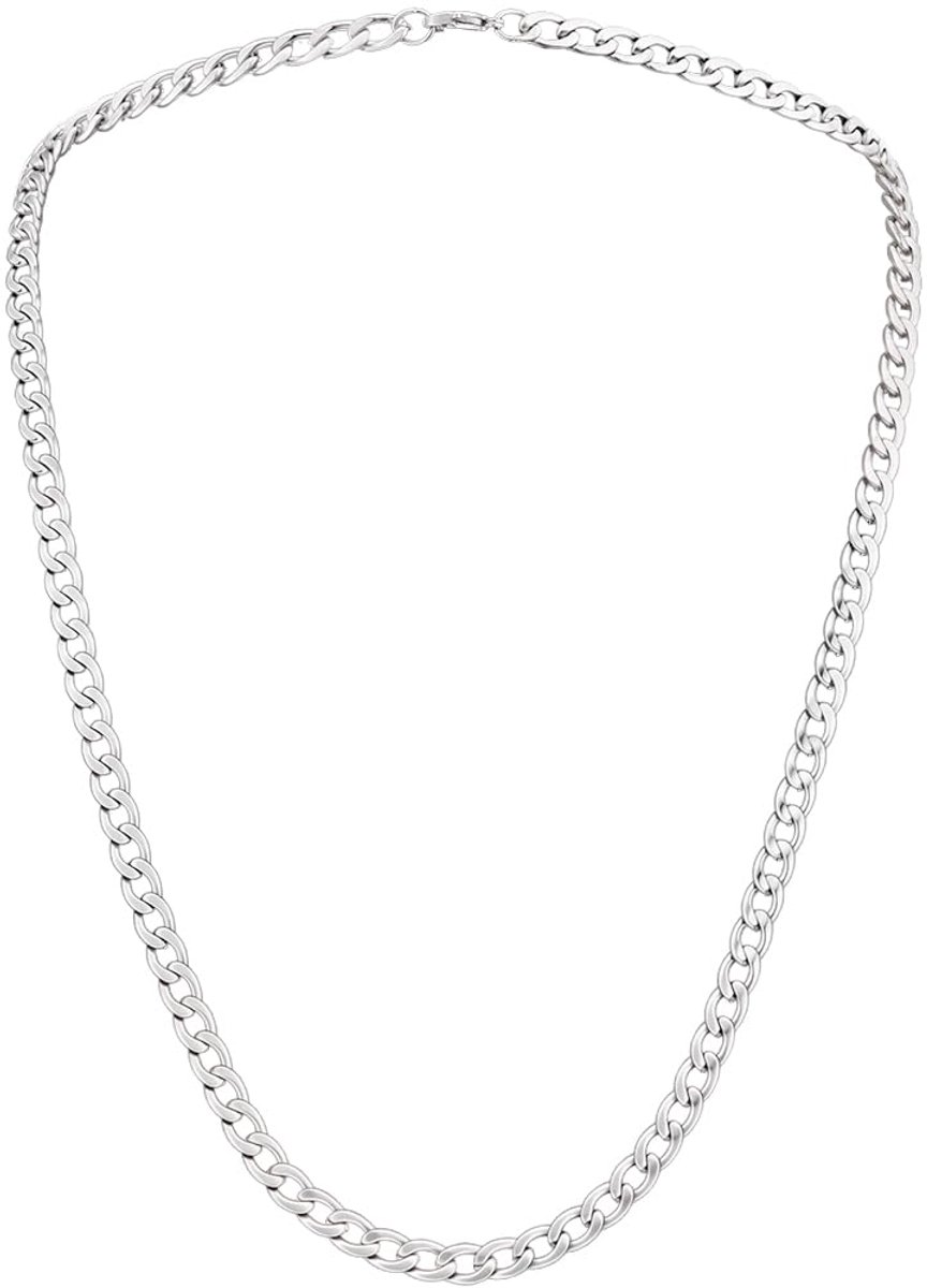 6mm Zilver Cubaanse Link Chain Rvs Ketting Link Kabel Ketting voor Mannen Vrouwen Ketting Sieraden voor Verjaardagen Graduaties Kerst 23 inch Lange