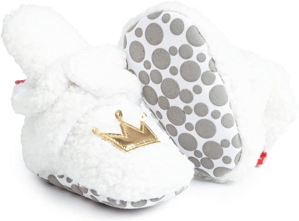 Babyschoentjes - Zachte slofjes - Warmte en comfort - Antislip zool - 0-18 maanden - Grijs