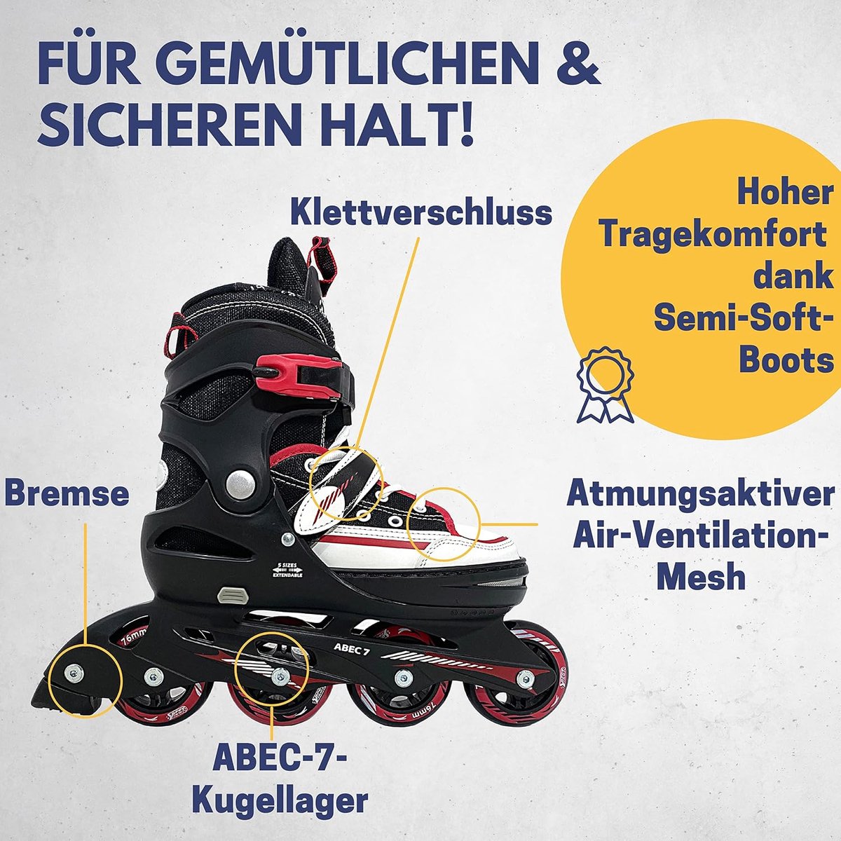 Verstelbare skates - Kinderschaatsen rolschaatsen - Buiten sporten - 4-voudig verstelbaar - Maat 29-33 - Zwart rood