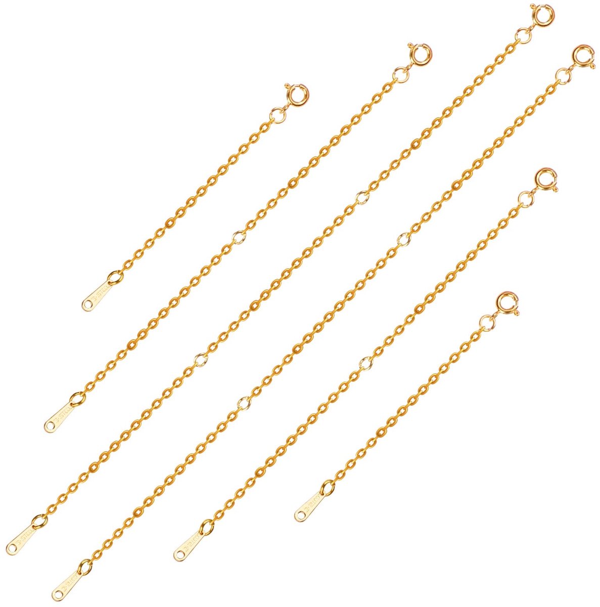 6st Ketting Verlengkettingen, 3 Maten Sieraden Verlengstukken met Veergesp Armband Verlengketting Set voor Sieraden Maken Ambachten Ketting Armband Enkelband(Goud)