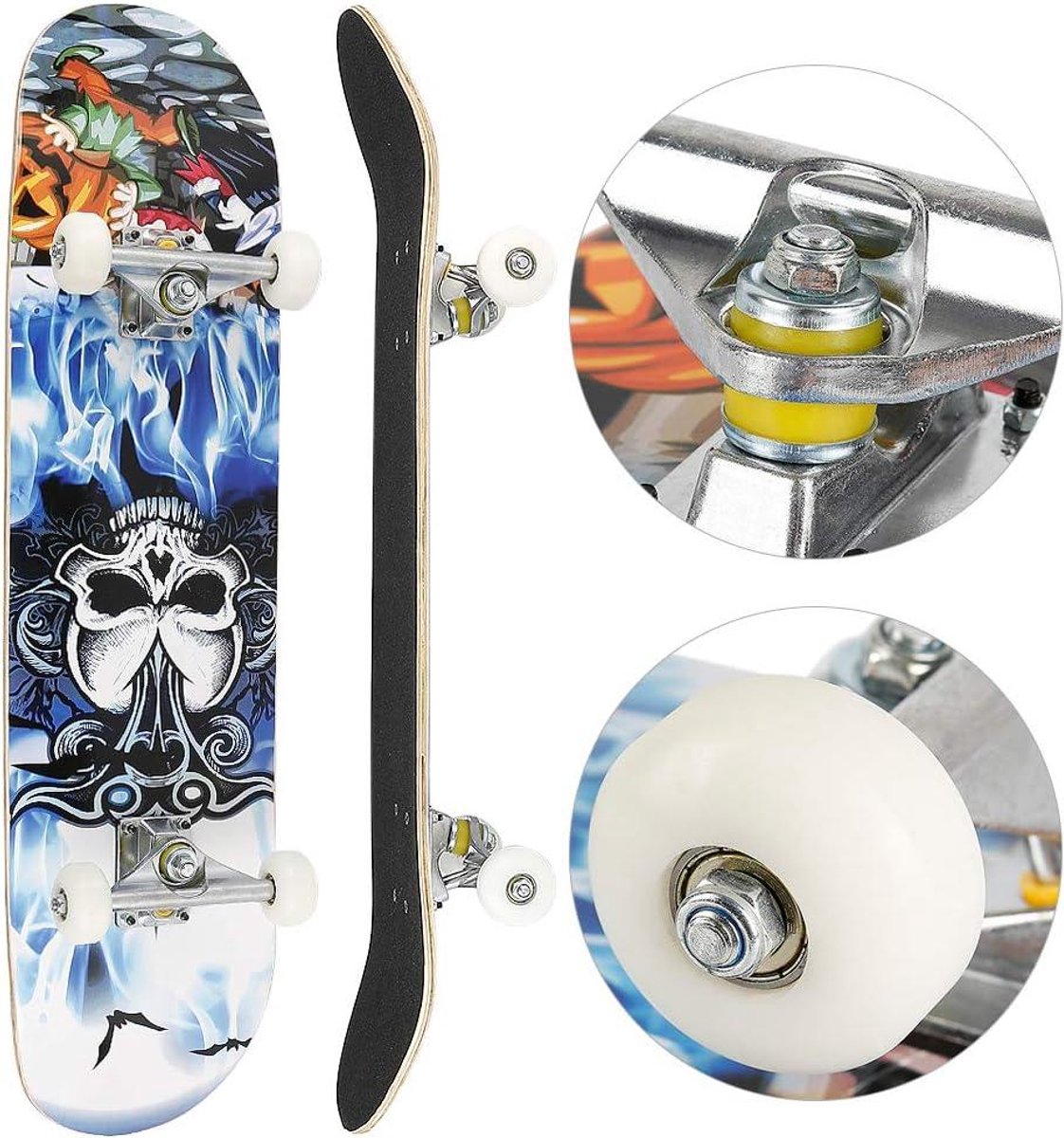 Compleet Skateboard Beginnersboard Straat cruisen 7 lagen esdoorn 79 cm Schedelpatroon