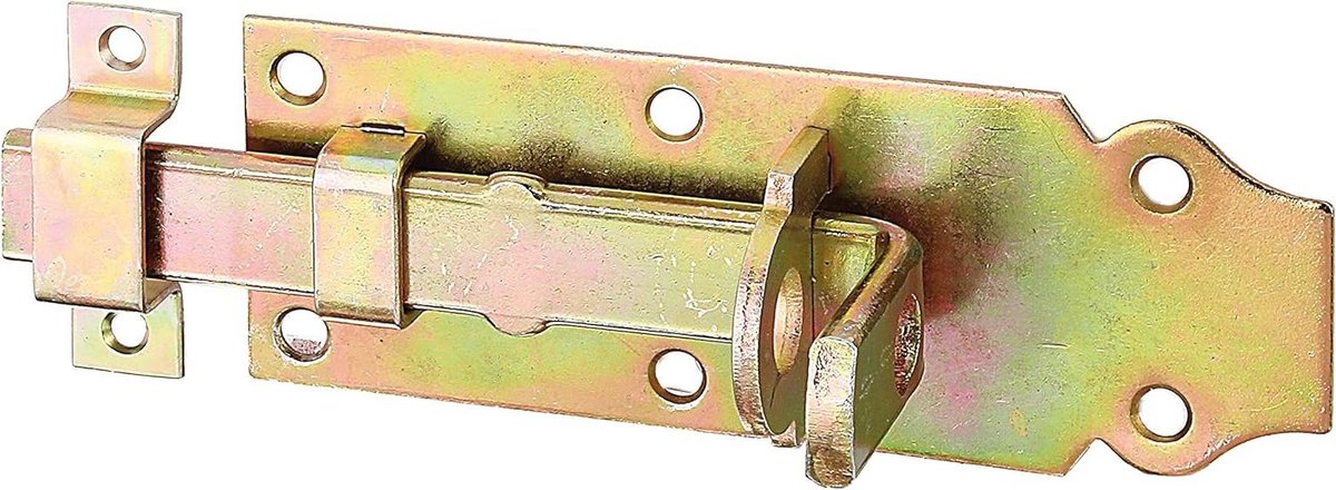 Sluiting met hendel - Rechte grendel - Deuren vastzetten - Verzinkte staal - 100x44 mm plaat - Zilverkleurig