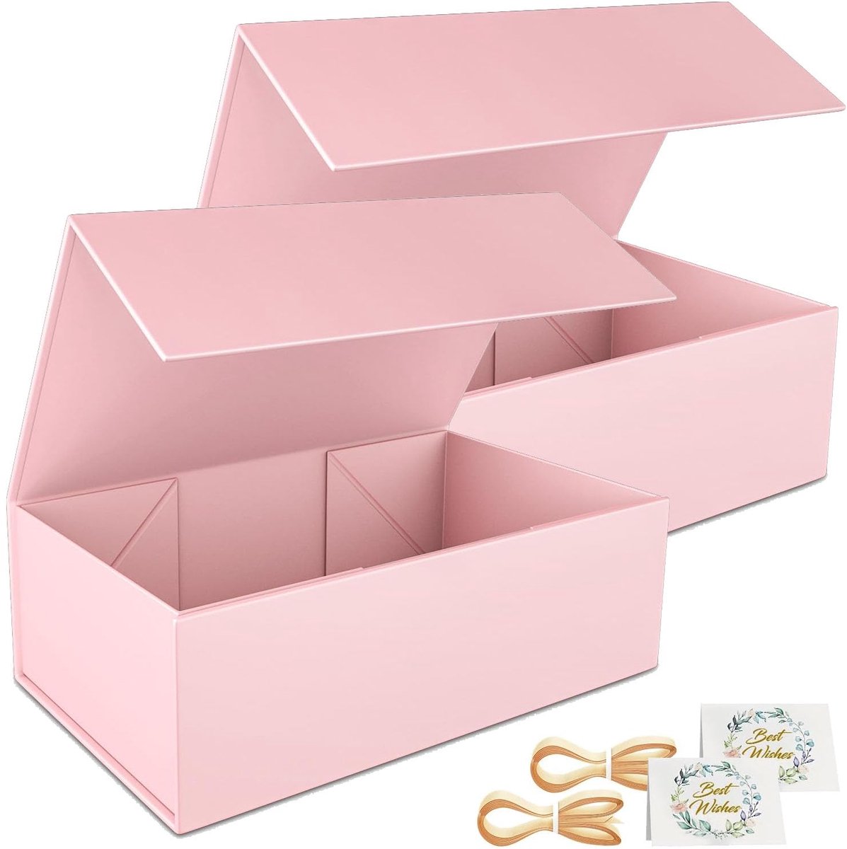 2 Stuks Rechthoekige Geschenkdozen met Deksels voor Bruiloft en Kerstmis - Magnetische Sluiting, Opvouwbaar, 24 x 15 x 7,6 cm