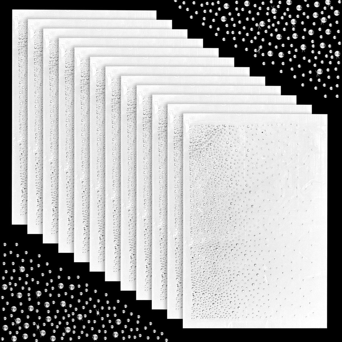 12 vellen strass-steentjes om op te strijken, glitters, hotfix strassstickers, platte ronde kristallen transferpatches voor kleding, jeans, tassen en doe-het-zelf knutselwerk (2 mm, 3 mm)