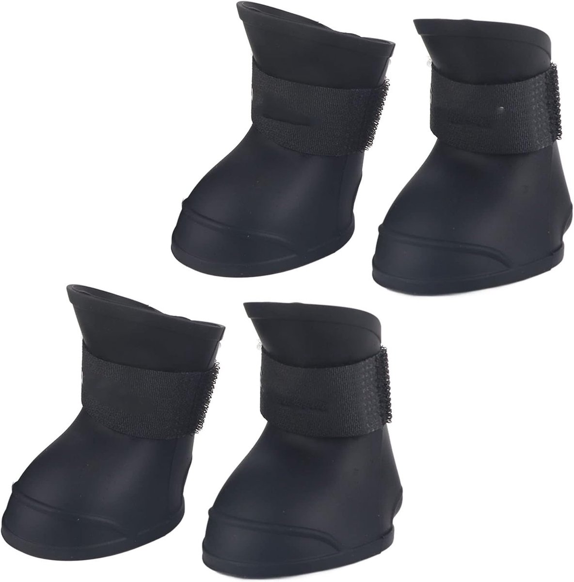 Schoenen, waterdicht, set van 4, hondenlaarzen, regenpoten, antislip, siliconen hondenpoot, Vrbandbescherming voor kleine honden met , voetafdruk, textuur (L zwart)