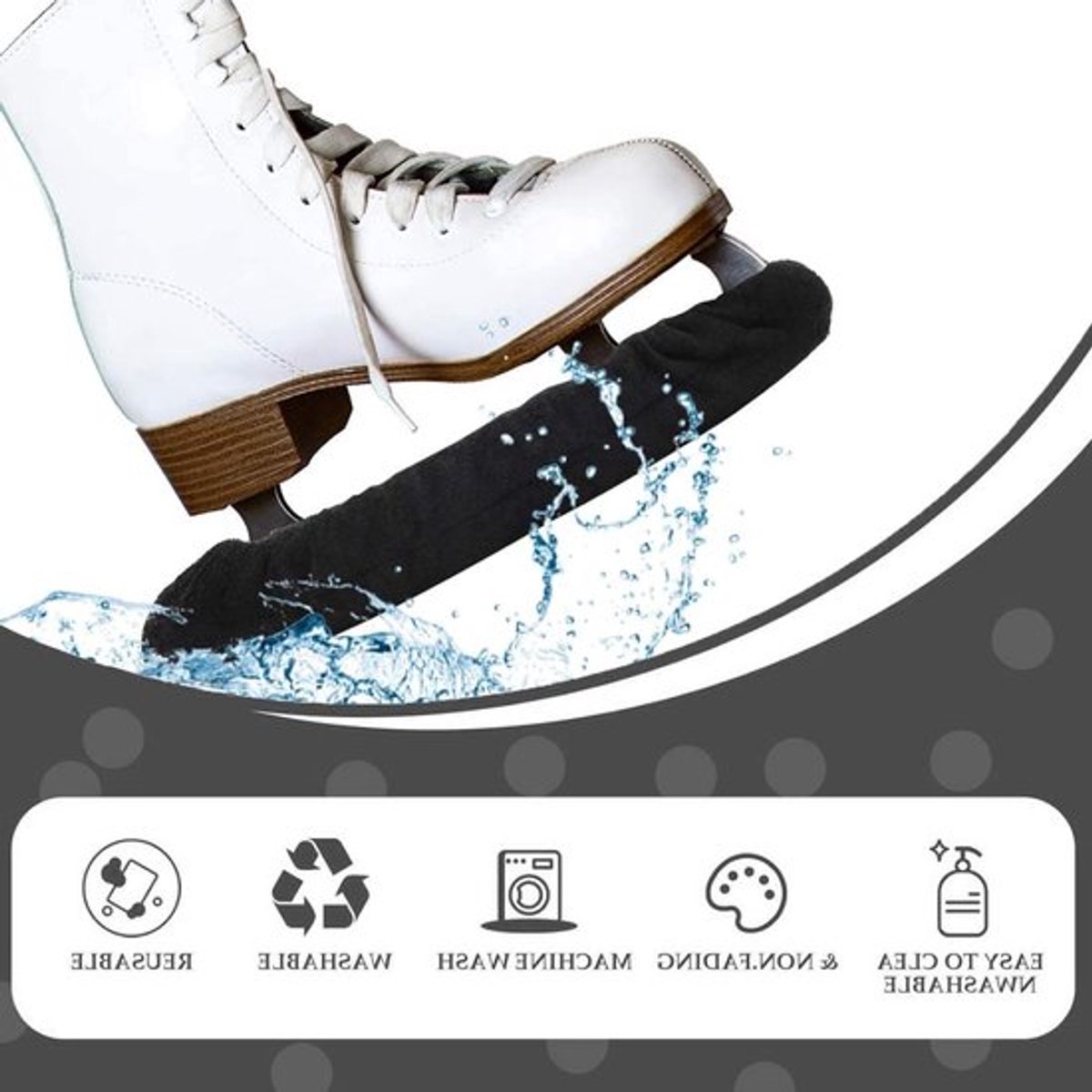 1 Pair Skate Blade Covers Elastische IJschaatsen Bescherming Zwart