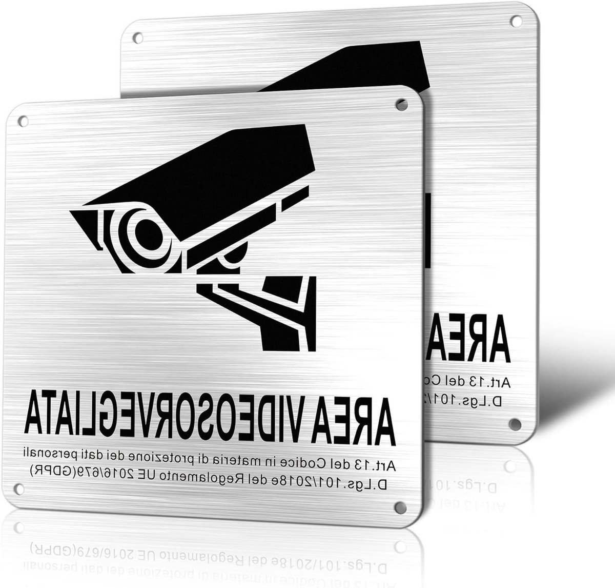 Bewakingsbord - Camerabewaking Waarschuwing - Veiligheid Verhogend - Geborsteld Aluminium - 15 x 15 cm - Aluminium