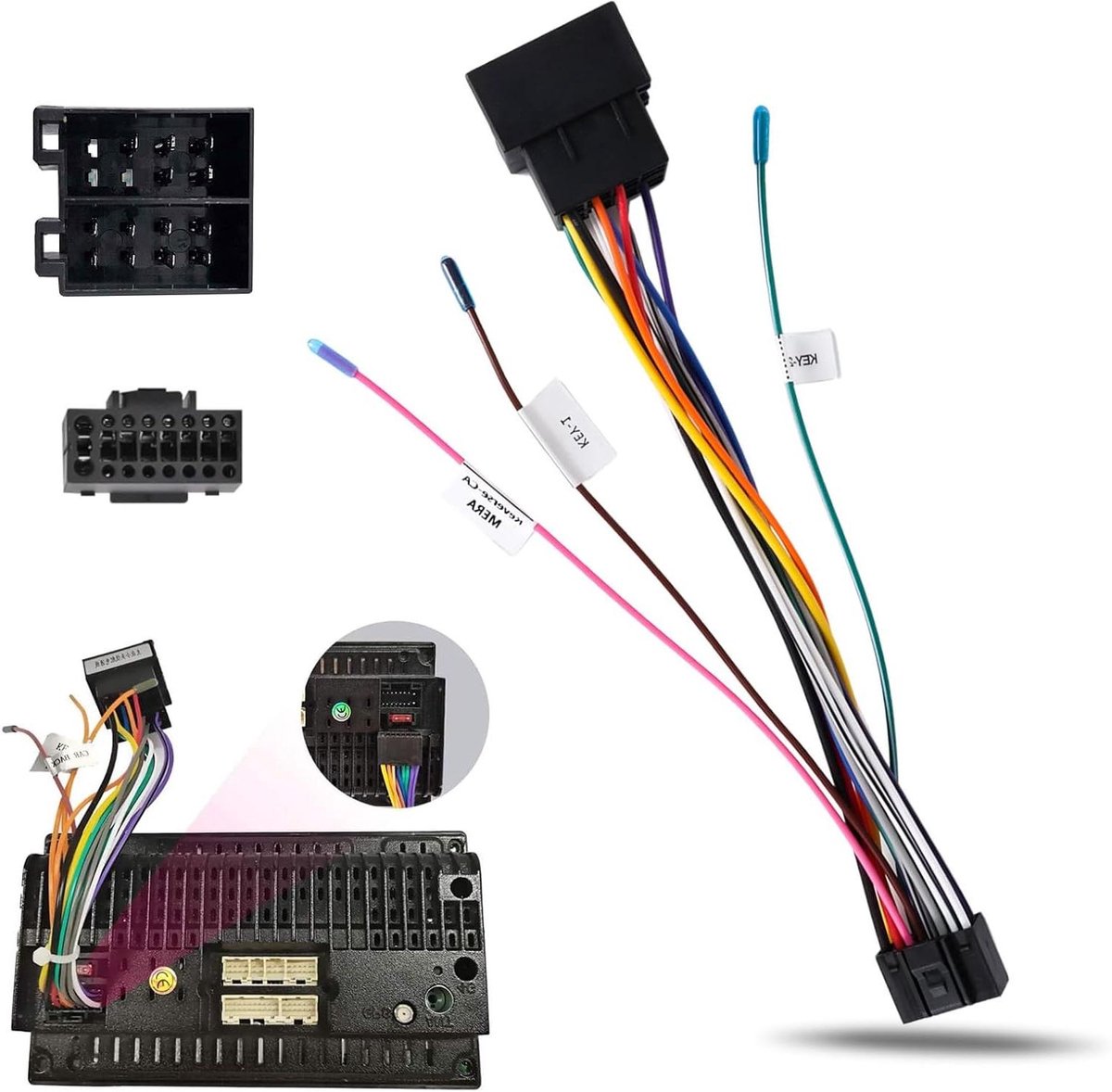 Adapterkabel - Verbindingskabel ISO - Autoradio Installatie - Stuurwielbediening - 18.8 x 11.2 x 1 cm - Niet gespecificeerd