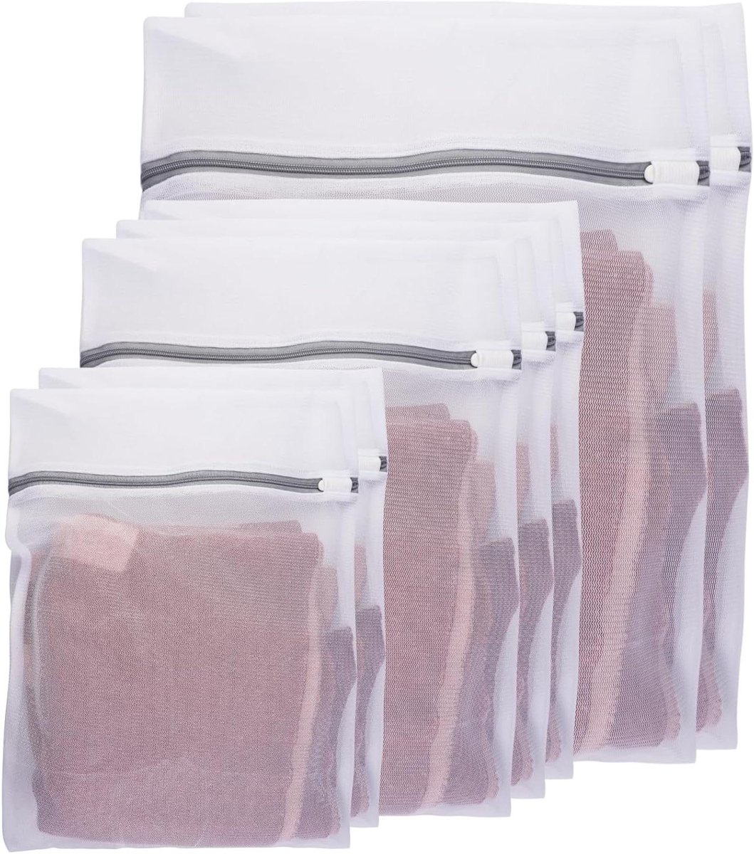 Waszakken Set - Wasnetten Herbruikbaar - Kleding Beschermen - Onzichtbaar Ritsontwerp - 7 Stuks - Wit