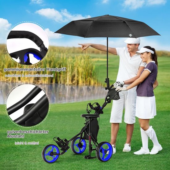 Golftrolley 3 Wielen - Golfkar Golfcaddy - Golfen Makkelijker Maken - Met Voetrem Scorebord — afbeelding 2