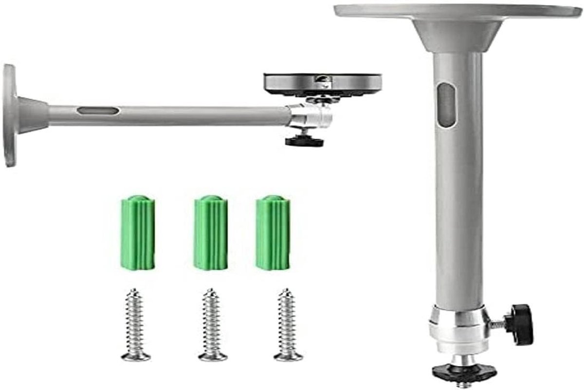 Projectorhouder - Plafondbeugel - Thuisbioscoop - Verstelbare Hoek - 21.5 cm - Zilver