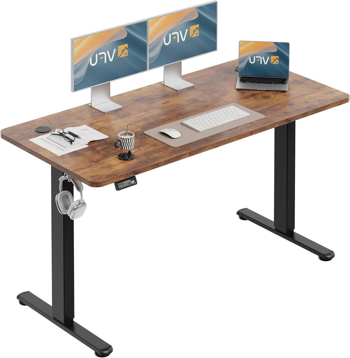 Elektrisch Bureau - Sta bureau Verstelbaar - Gezond Werken - Met Geheugenfunctie - 140 x 60 cm - Bruin