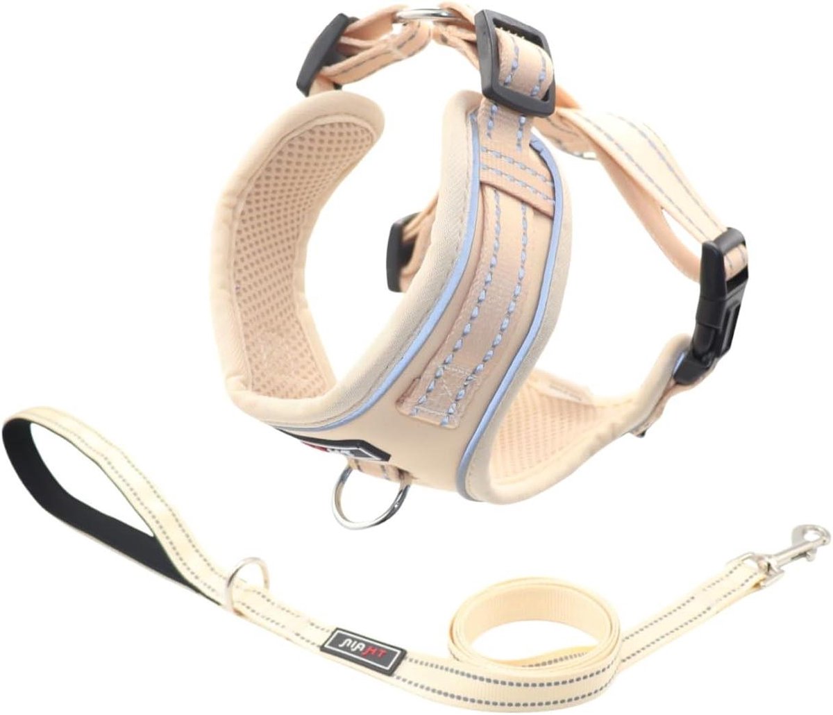 Hondentuigje met Riem - Harnas Hond - Veilige Wandelingen - No-Pull Ontwerp - Maat XS - Effen Beige