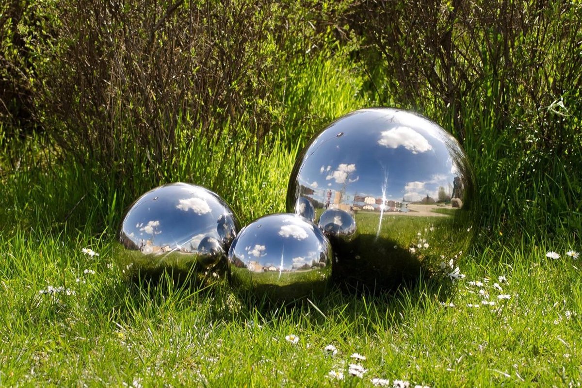 Gepolijste Tuinballen - RVS Bollen - Tuindecoratie - Naadloos Gelast - 3 stuks - Zilver
