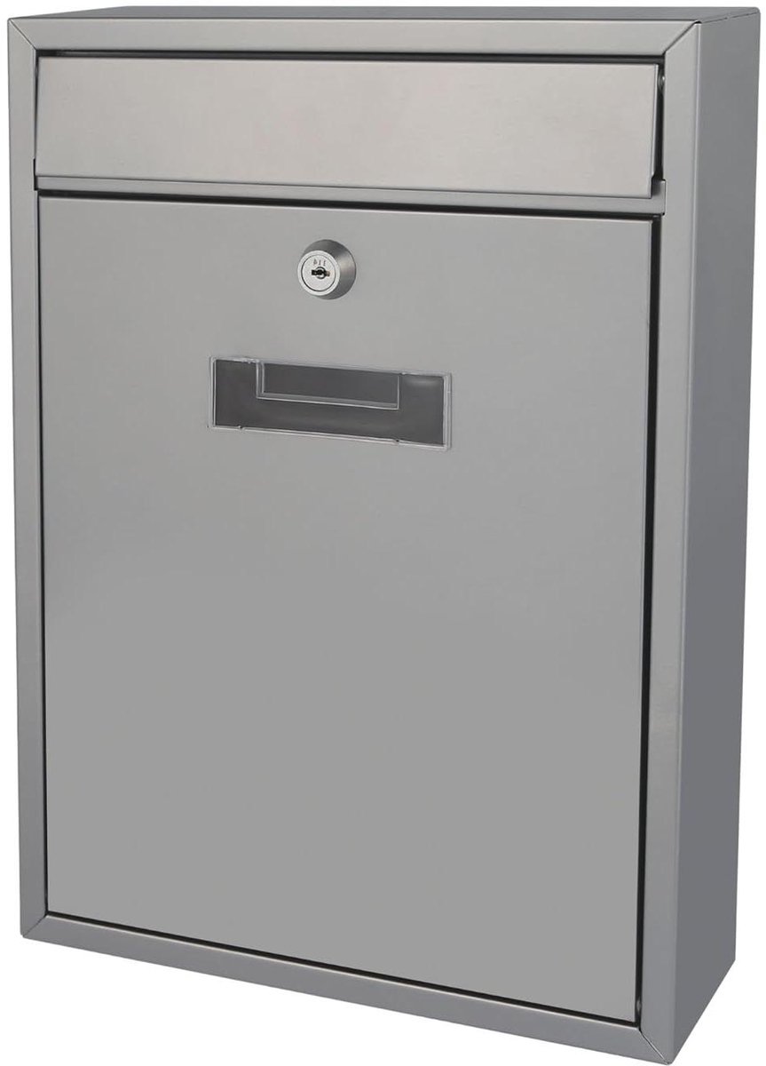 Wand brievenbus - Brievenbus met naamplaat - Post Ontvangen - Gegalvaniseerd Staal - 36 x 26 x 8 cm - Zilvergrijs