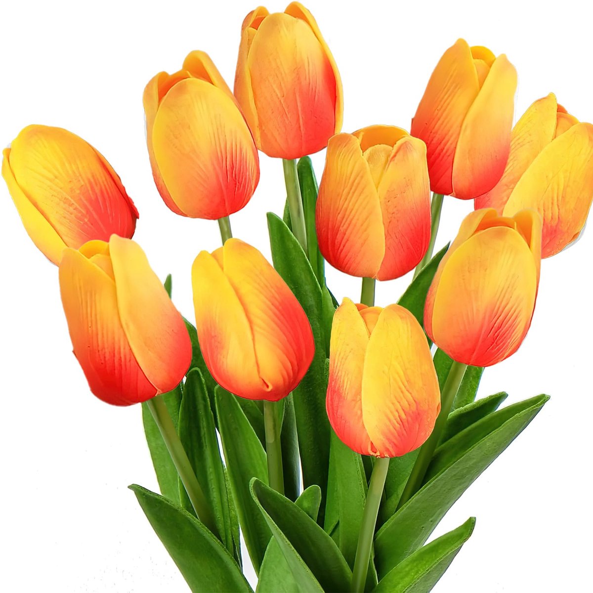 Kunsttulpen, 10 stuks, kunstbloemen als echt, kunstbloemen, woonkamer, slaapkamer, decoratie (zonsondergang)