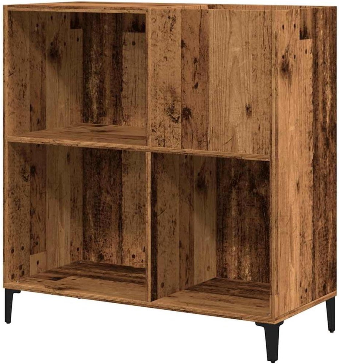 Platenkast - Platenspeler kast - Vinylplaten opbergen - Stevig blad - 845x38x89 cm - Oud houtkleurig