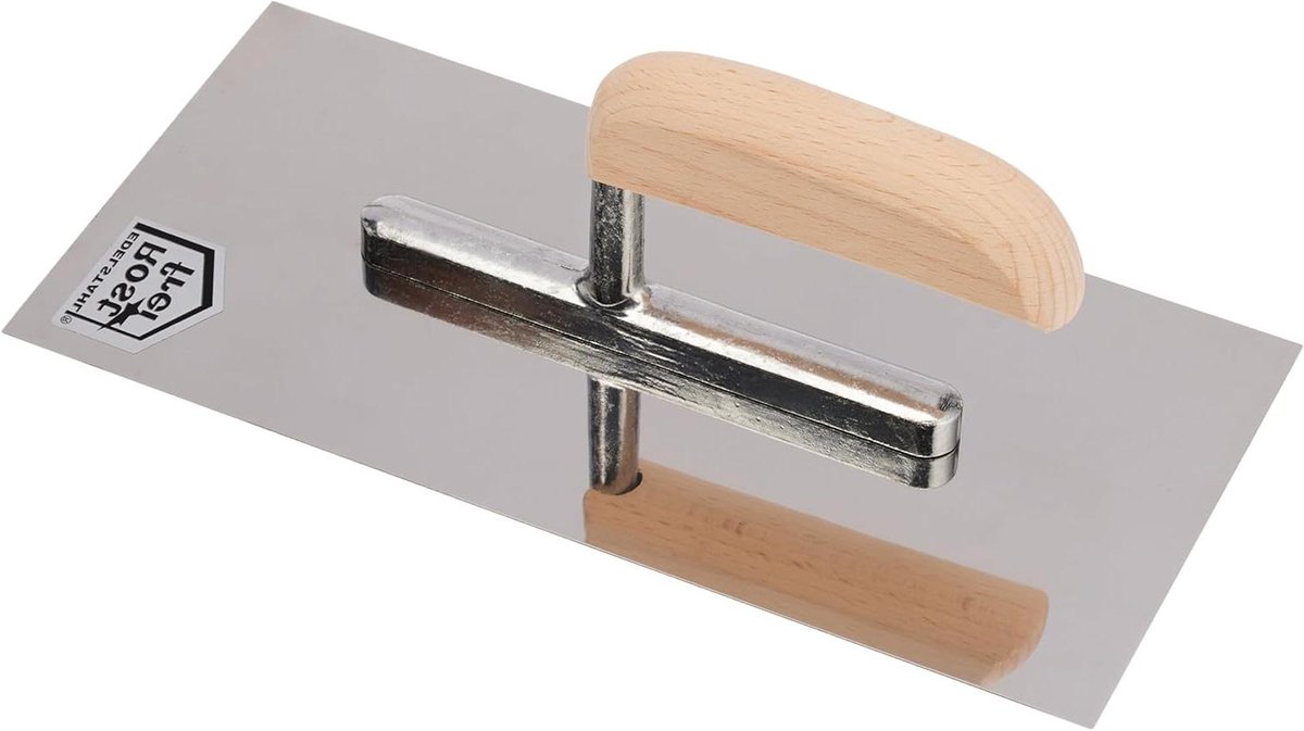Gladmakende Troffel - Afwerktroffel Lijmspaan - Vlakken Maken - Roestvrijstalen Blad - 270x130mm - Blauw Handvat
