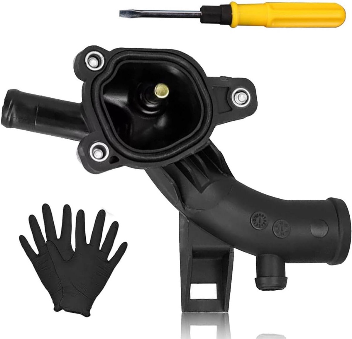 Thermostaat Behuizing - Koelmiddel Wateruitlaat - Motortemperatuur Regelen - Lekvrije Prestaties - 180 mm x 61 mm - Zwart