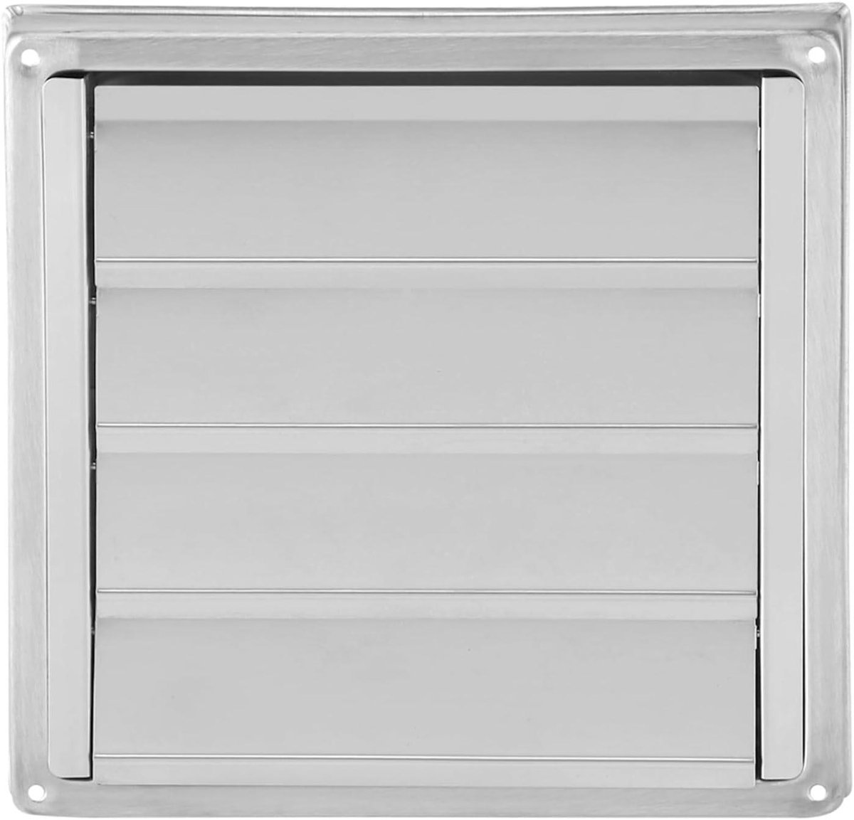 Ventilatierooster RVS - Afzuigkap rooster Ventilatie uitlaat - Luchtcirculatie Verbeteren - Anti-regen kleppen - 100 mm - Zilver