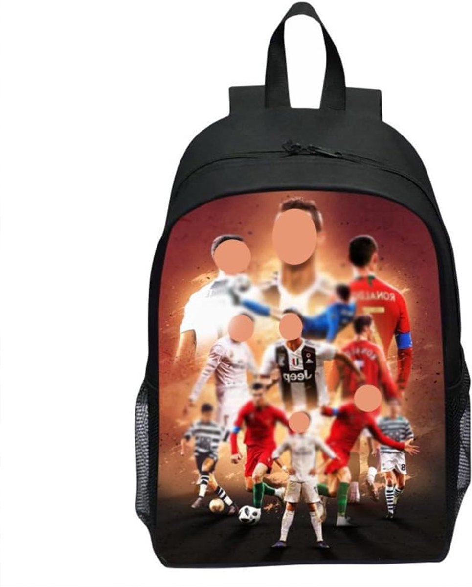 Voetbal Schooltas Kinderen Jongens - Grote Capaciteit Schoolrugzak Zwart