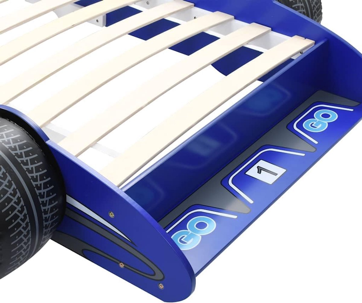 Kinderbed Racewagen - Autobed Kinderen - Slaapkamer Decoratie - Zijhekken Ter Veiligheid - 229 x 94.5 cm - Blauw — cadeau in Wonen & Interieur - foto 3
