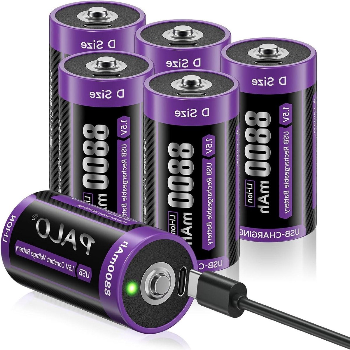 Oplaadbare D Batterijen - LR20 Batterijen Lithium Batterijen - Apparaten Voeden - USB-C Snelladen - 6 Stuks - Niet Van Toepassing