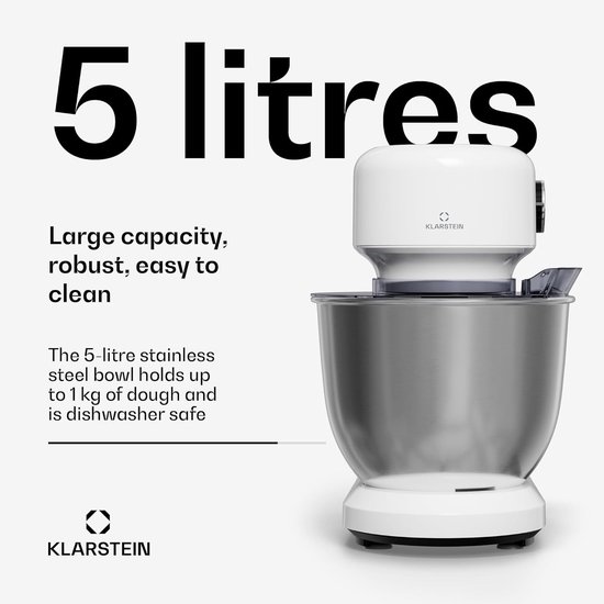 Krachtige Keukenmachine - 1500W Mixer met 5L RVS Kom, Planetaire Kneedfunctie en 12 Snelheden van Merkloos — afbeelding 4