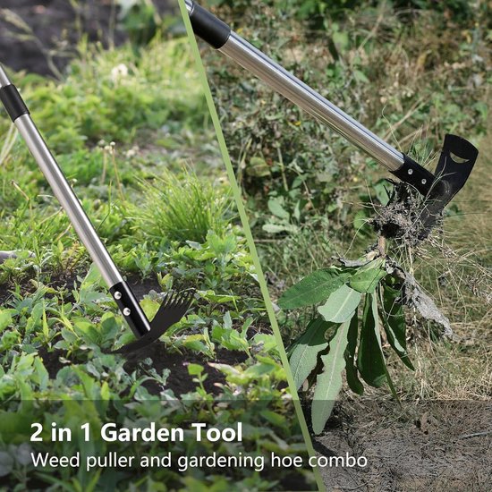 Onkruidtrekker met Lange Steel (148cm) - 2-in-1 Tuingereedschap voor Tuin en Terras van Merkloos	 — afbeelding 2