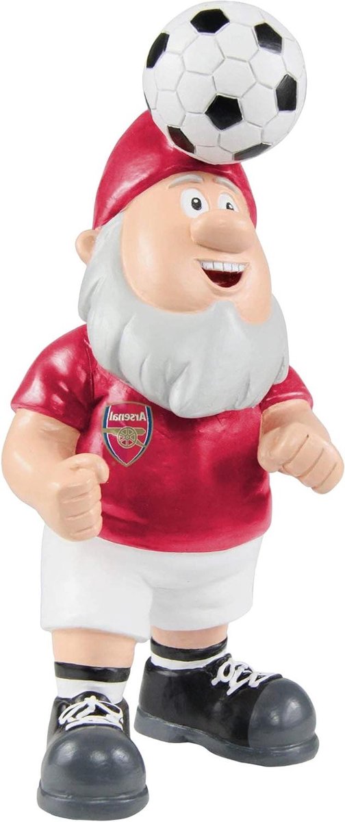 Voetbal Tuinbal - Club Bal - Tuin Decoratie - Arsenal Kabouter Design - 20 cm Hoog - Rood