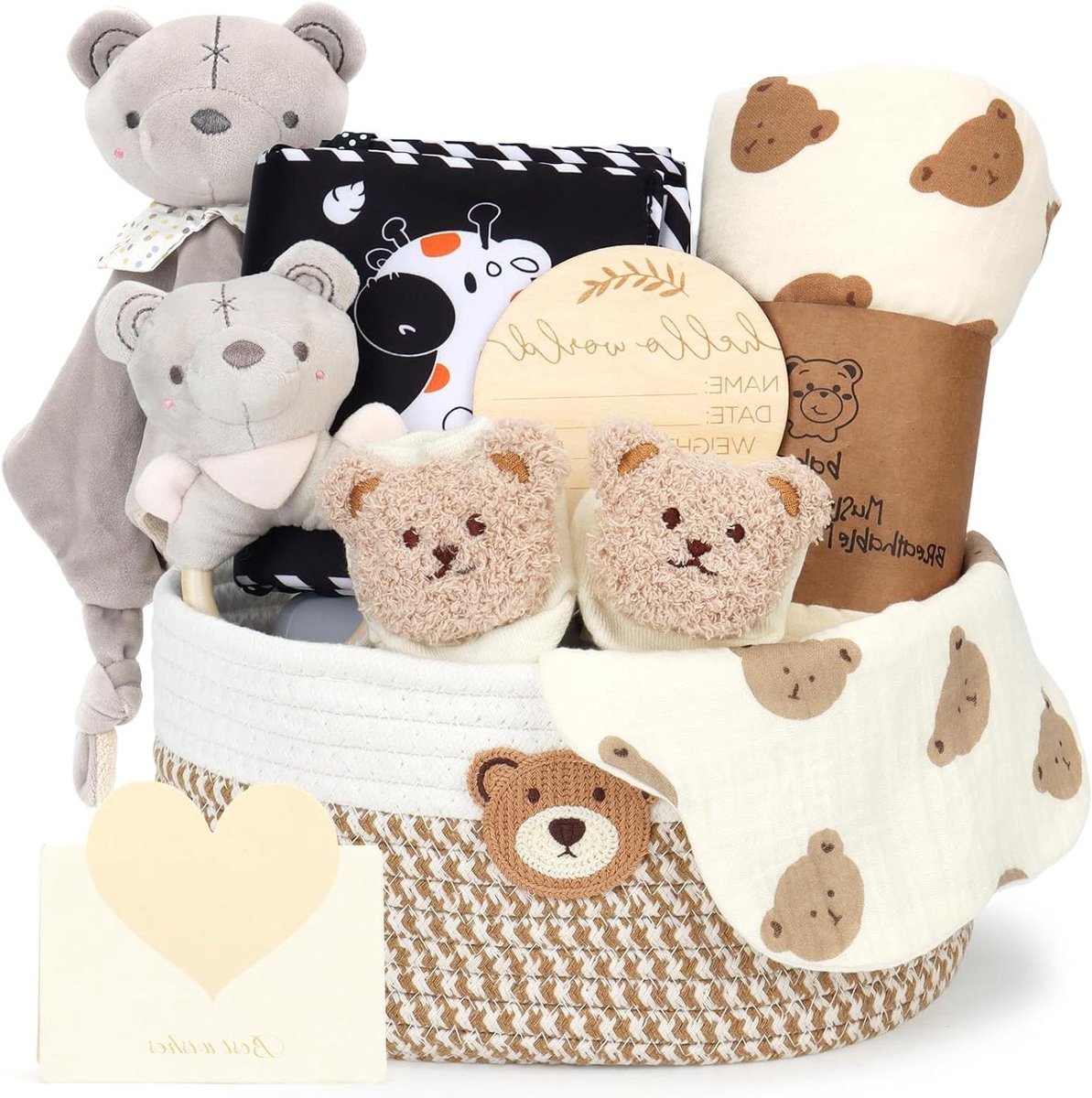 Baby Gift Set - Newborn Cadeau - Baby Verzorgen - Compleet Baby Uitrusting - 100 x 100 cm - Lichtgrijs