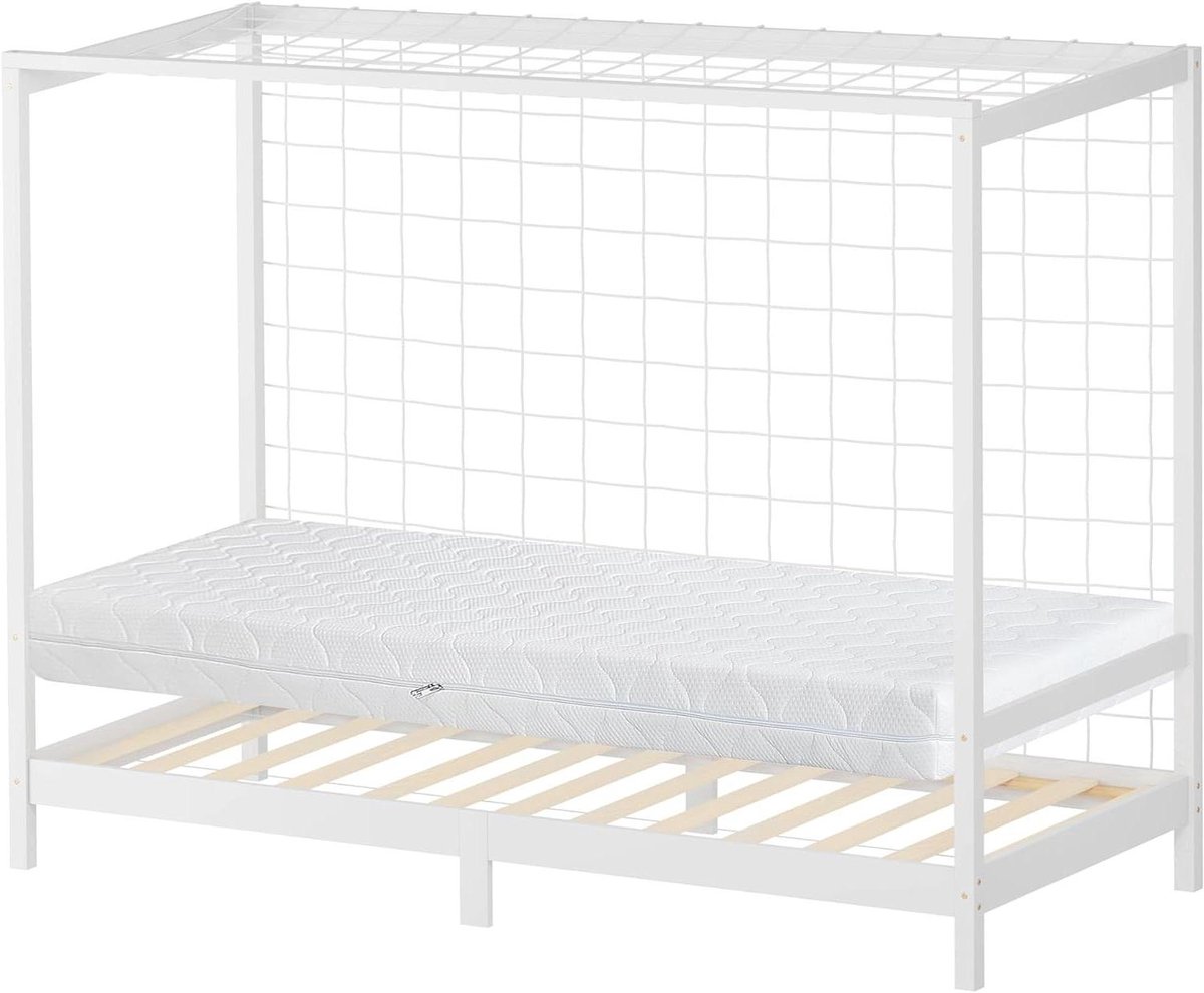 Kinderbed Voetbaldoel - Jongensbed Speelbed - Kinderkamer Inrichten - Massief Grenenhout Frame - 90x200 cm - Wit