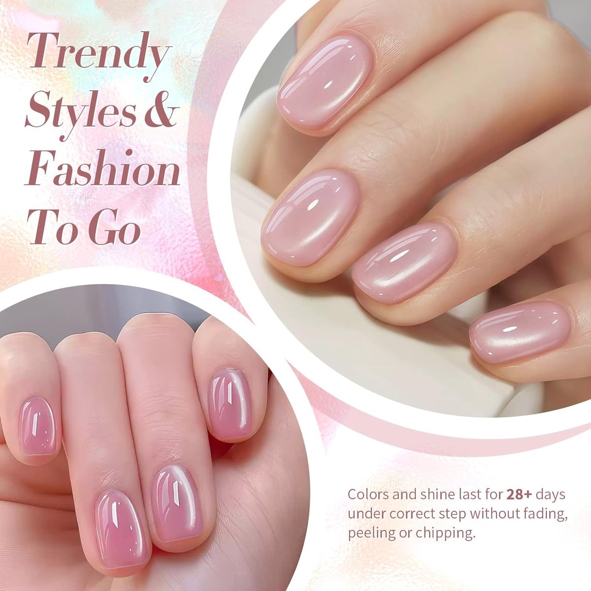 Gelnagellak Set - Nagellak Gellak - Nagels Lakken - Jelly Cat Magnetic - 4 stuks - Nude Pink — cadeau in Verzorging - foto 4