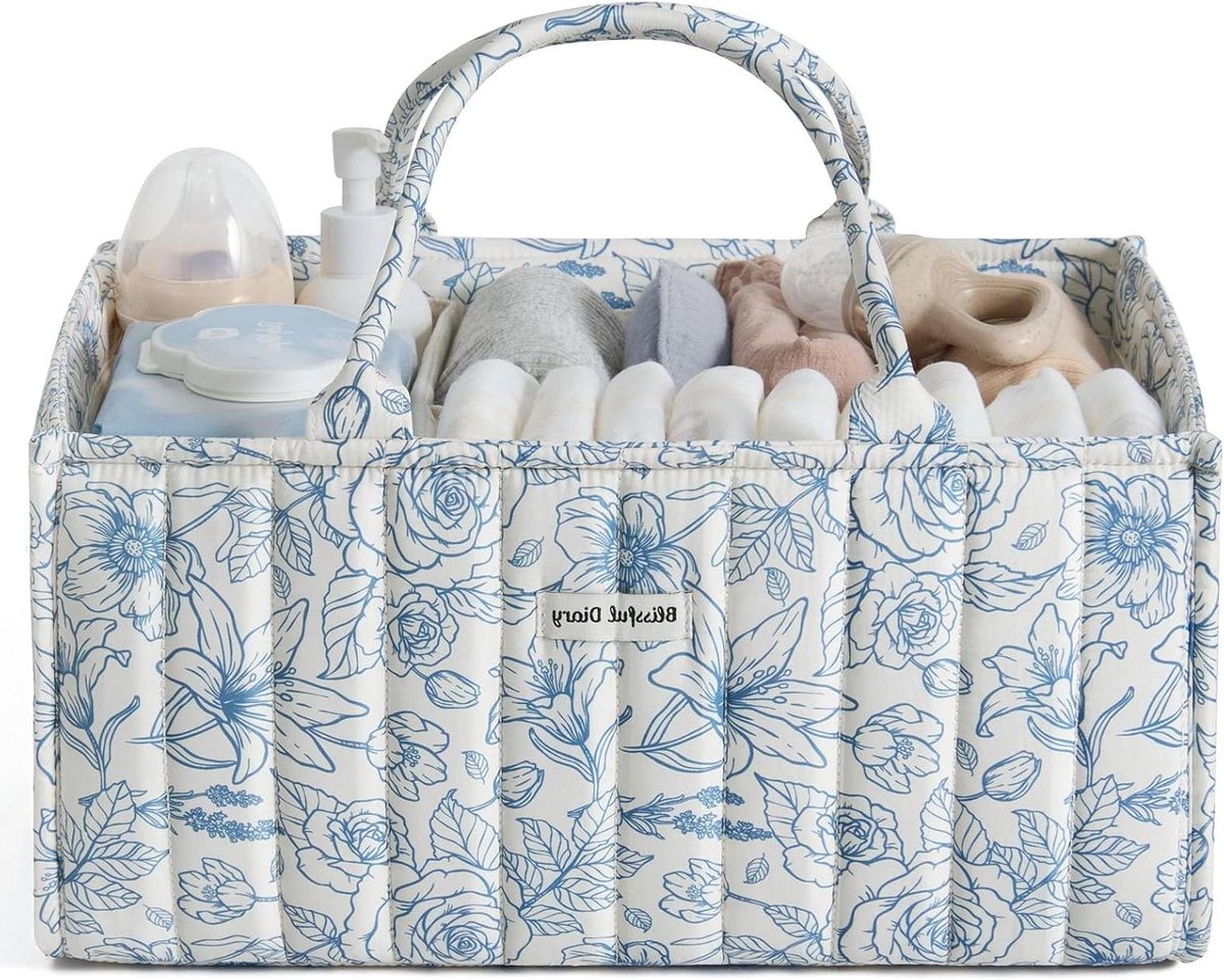 Luiertas Organizer - Luier Caddy - Babybenodigdheden Opbergen - Met Verwijderbare Scheidingswanden - 38 x 25 x 18 cm