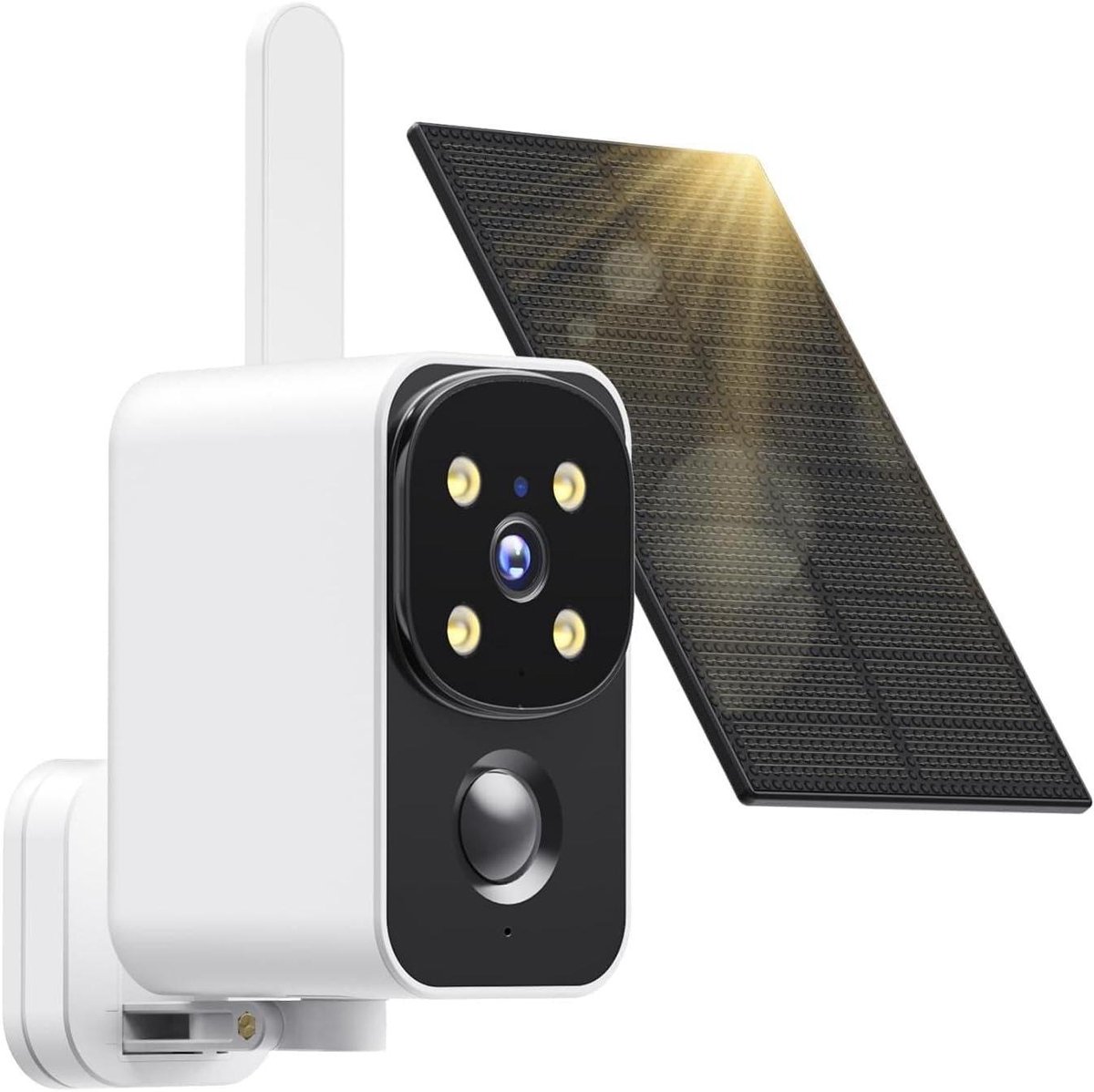 Bewakingscamera voor buiten - Draadloze camera Beveiligingscamera - Huis beveiligen - Geen wifi nodig - 180 Graden kijkhoek - Wit