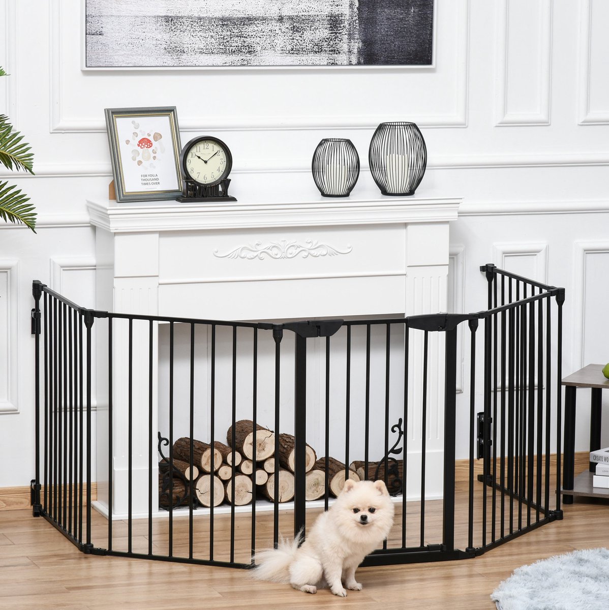 MIVRAY Puppyren – 2-in-1 Klapbaar Absperrgitter Met Deur – 300 x 74,5 cm – Metaal – Zwart – Voor Kleine En Middelgrote Honden