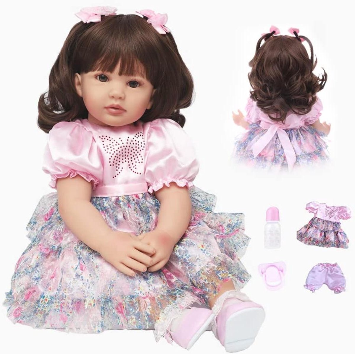 Reborn Baby Pop - Levensachtige Pop Handgemaakte Pop - Verzamelen en Spelen - Handgemaakte Details - 60 cm - Roze
