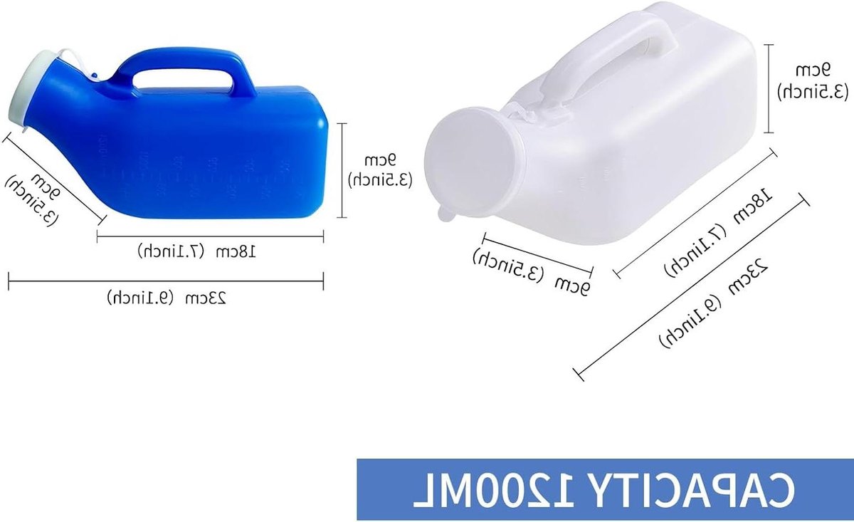 Urineflessen Heren - Draagbare Urinoirs - Noodgevallen Thuis - Morsbestendig Ontwerp - 1200 ml - Wit