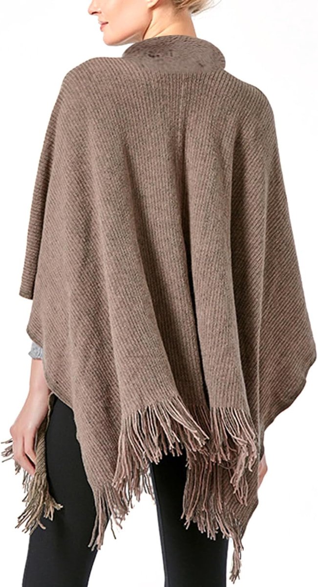 Dames Poncho - Sjaal Cape - Warm Blijven - Met Zakken - One Size - Elegant — afbeelding 5