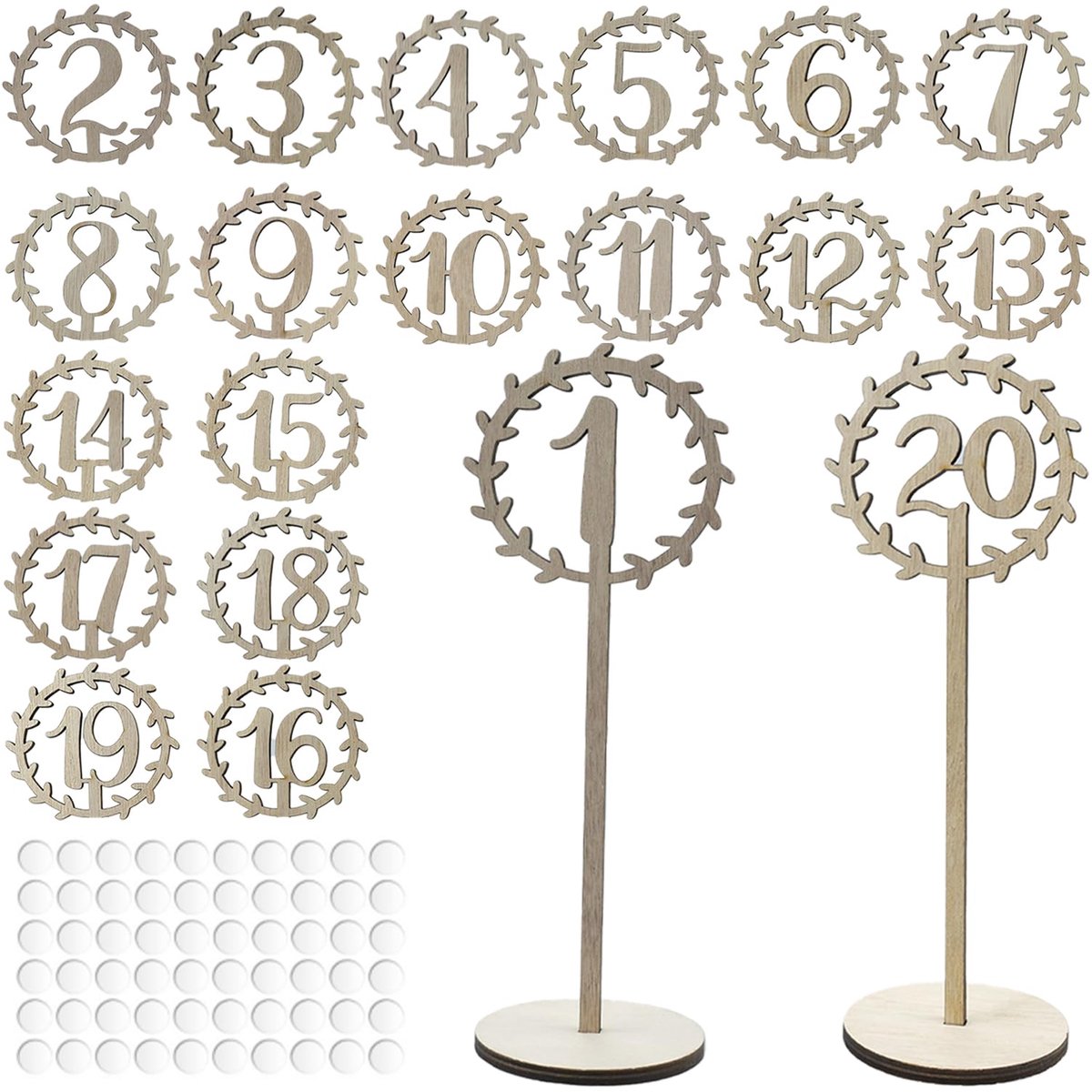 Tafelnummers, 1-20 plaatskaarten, bohemian decoratie, houten cijfers, tafelborden, bruiloft, tafelnummers voor bruiloftsbanket, familietafel en verjaardagsdecoratie