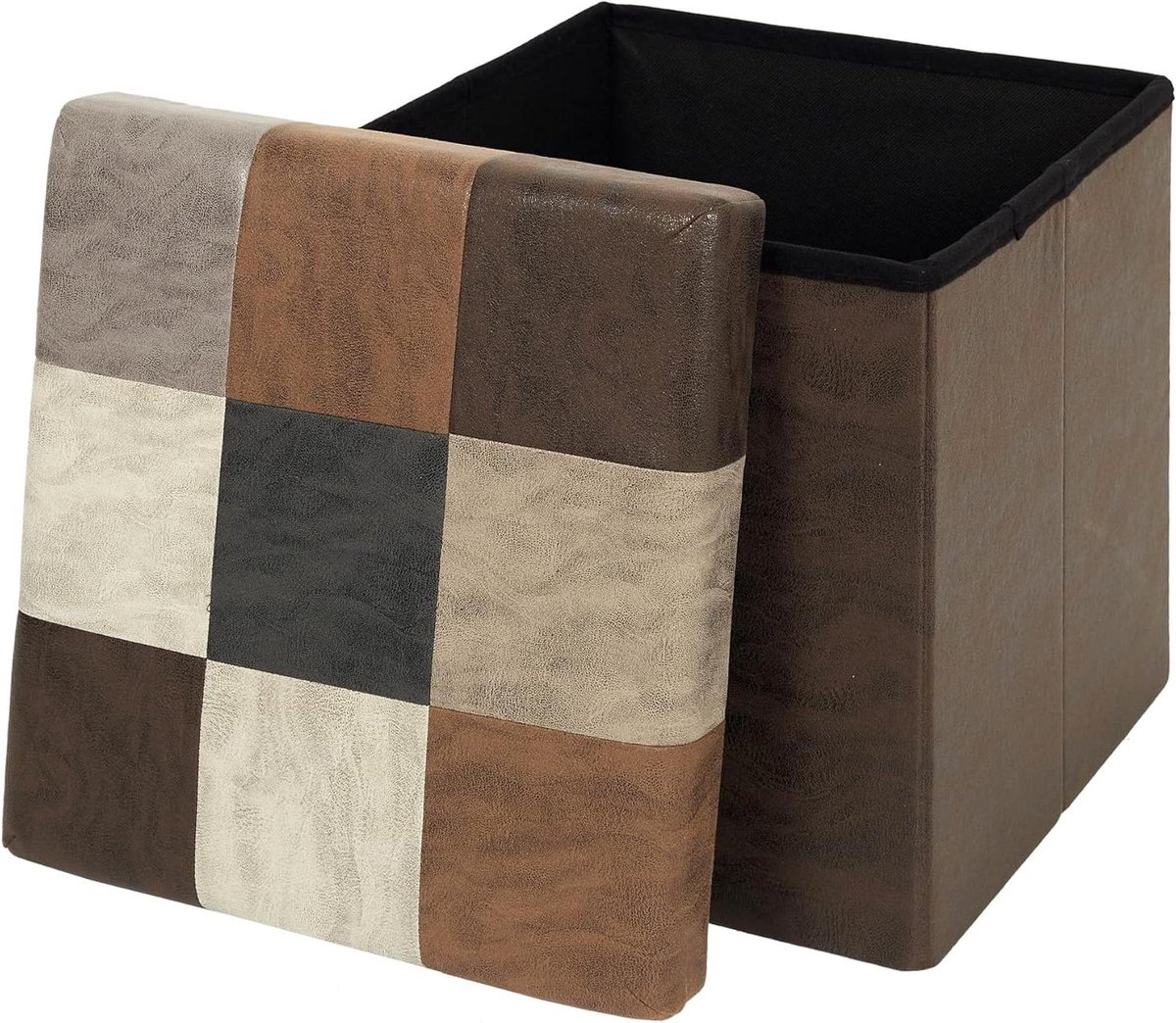 Opvouwbare Poef - Zitbank Lade - Extra Zitting - 2-in-1 Opbergruimte - 38 x 38 cm - Bruin