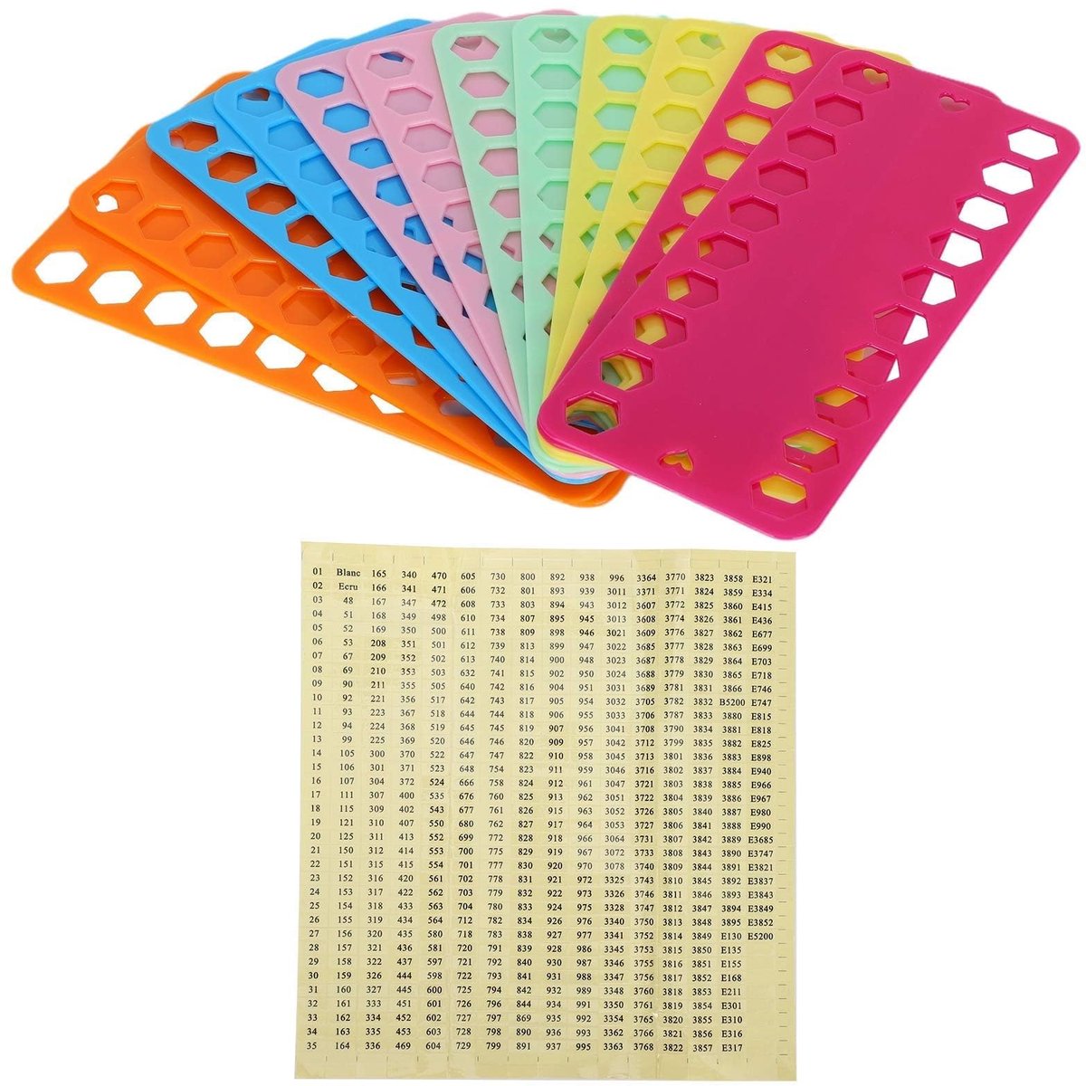 Borduurorganizer Set met 12 Kaarten, 20 Posities per Kaart voor Borduurgaren, Kruissteek Draad Opslag, DIY Naaibenodigdheden