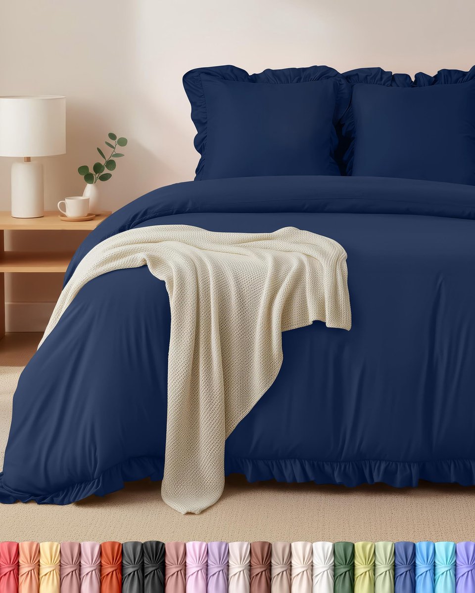 Dekbedovertrekset - Microvezel Polyester Dekbedovertrek 200x200 cm + 2 Kussenslopen 80x80 cm - Marineblauw
