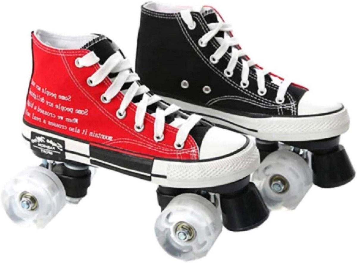 Rolschaatsen Dubbele Rij Quadschaatsen Outdoor Beginners Leren Lichtgevende Wielen 35 44