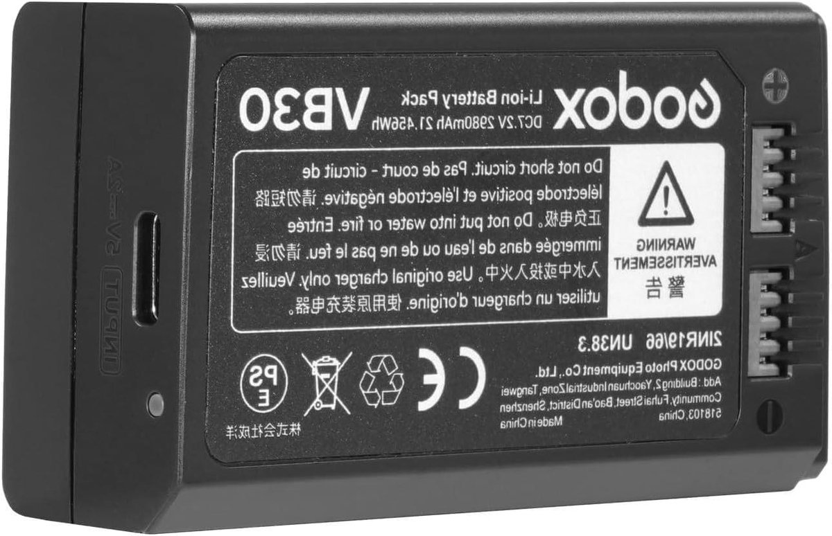 Camera Accu - Flitsaccu Batterij - Fotografie Accu Vervangen - Type C Aansluiting - 2980 mAh - Zwart