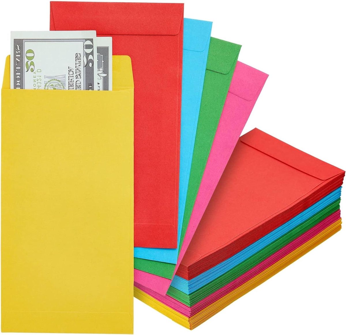 Geld Enveloppen - Spaarpot Envelop Budget Envelop - Geld Besparen - Zelfdichtend - 100 stuks - Kleurrijk