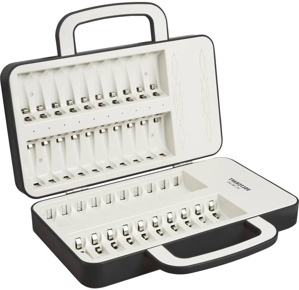Batterijlader - Oplaadapparaat Acculader - Batterijen Opladen - 40 Individuele Kanalen - 25.5 x 19.5 x 6.7 cm - Zwart