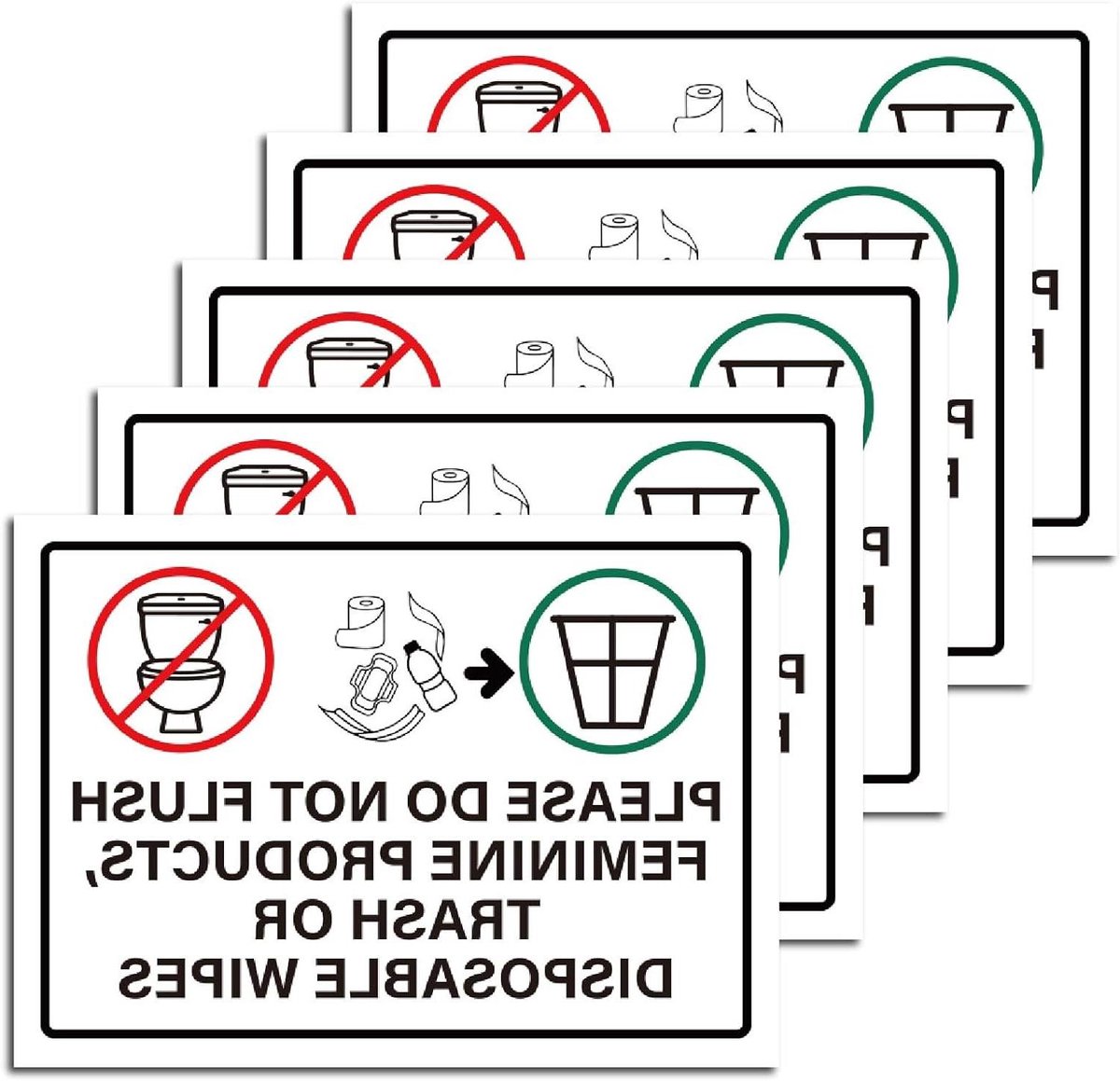 Waarschuwingsstickers Toilet - Niet doorspoelen stickers - Sanitair onderhoud - Waterdicht