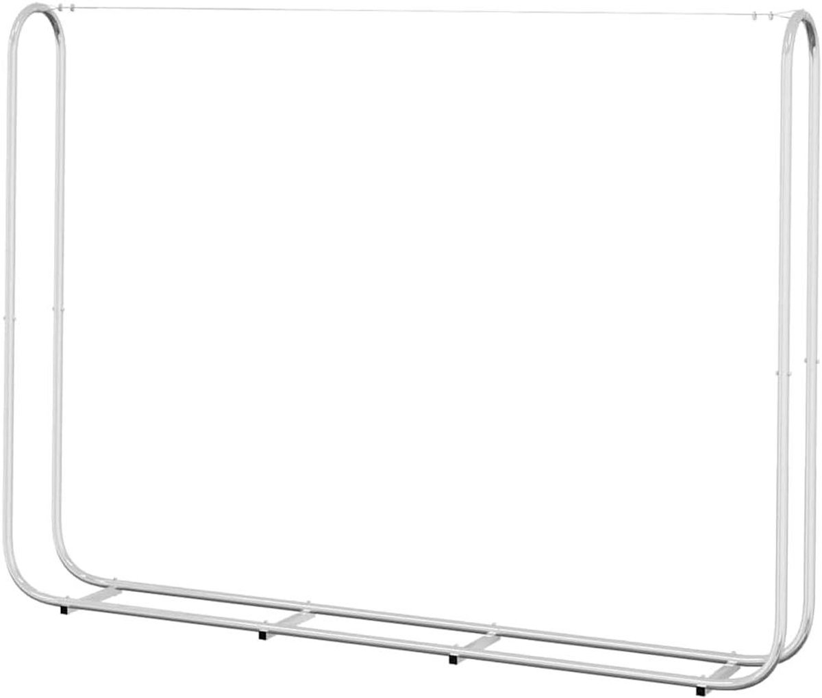 Haardhoutrek - Houtopslag rek - Hout Opslaan - Verhoogd Design - 200x25x150 cm - Zilver